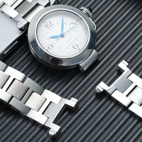 New stainless steel watchband for Cartier quick release watch strap with steel strap for men women PASHA series notch bracelet