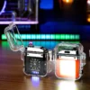 New Double Arc Waterproof Rechargeable Lighter Transparent Shell with Quartz Watch Lighter Cigarette Accessories Gift Wholesale