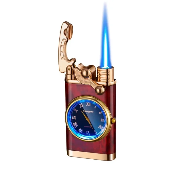 Windproof Inflatable Lighter Watch Cigar Lighter Outdoor Jet Double Tube Men's Small Tool Cigarette Accessories Torch Lighter