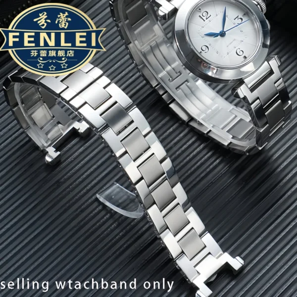 New stainless steel watchband for Cartier quick release watch strap with steel strap for men women PASHA series notch bracelet